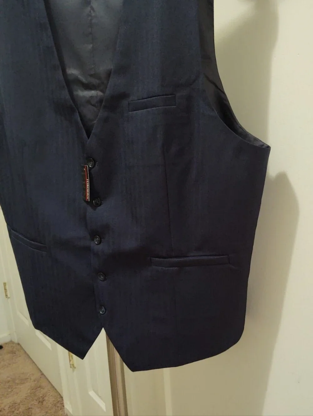 Hisdern Men's Navy Dress Vest - Classic Formal Waistcoat 3XL NWT